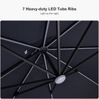 PURPLE LEAF 10 Feet Patio Umbrella Outdoor Cantilever Solar Powered LED Square - Image 4