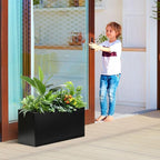 Galvanized Steel Metal Planter 25" L x 11" W x 13" H Rectangular Indoor Black - Image 8