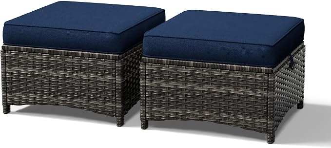 Joyside Outdoor Ottoman Set of 2, Patio Large Ottoman Foot Rest by Joyside