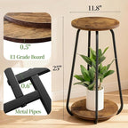 Plant Stand Indoor, 2 Tier Plant Shelf Pedestal Stand Flower Stand, Metal Wood - Image 3