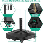 Umbrella Base with 5 Wheels, Upgraded 145lb Umbrella Stand Base, Heavy Duty & - Image 6