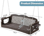 3 Seat Porch Swing, Wicker Patio Swing - Image 7