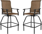 LEVELEVE Patio Bar Set 2pcs Swivel Bar Stools Outdoor Bistro Textilene - Image 3