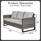 Belord 6 Piece Outdoor Furniture Patio Wicker Sofa Set, Oversize Outdoor Dining - Image 3