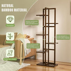 6 Tier Bamboo Plant Stand Indoor, Wood Tall Flower Holder Corner Tiered Plant - Image 5