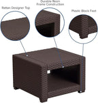 Flash Furniture Seneca Chocolate Brown Faux Rattan End Table - Image 4
