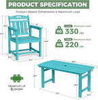 HDPE Outdoor Dining Set, Patio Table and Chairs Set, All-Weather 7-Piece - Image 2