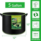NACHLYNN 5-Pack 5 Gallon Grow Bags Heavy Duty Aeration Fabric Pots - Image 2