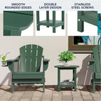 nalone Adirondack Side Table 16.5" Outdoor Side Table HDPE Plastic Double - Image 4