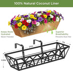 24 Inch Window Deck with Coco Liner, Fence Metal Hanging Flower Planter Window - Image 3