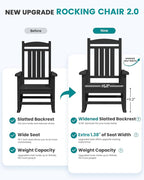 SERWALL Oversized Outdoor Rocking Chair, All-Weather Patio Rocking Chair - Image 4