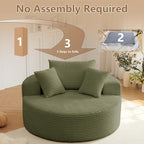 Oversized Round Chair Lounge Chaise Indoor, Upholstered Corduroy Deep Seat - Image 6