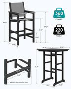 SERWALL Textilene Adirondack Bar Chairs Set of 2, Tall Adirondack Bar Height - Image 3