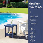 LUE BONA Adirondack Outdoor Side Table, 2-Tier Navy HDPS Patio End Table - Image 3