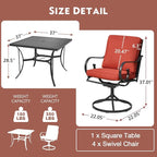 MELLCOM 5 Pcs Outdoor Dining Set, 4 Swivel Rocker Chairs - Image 2