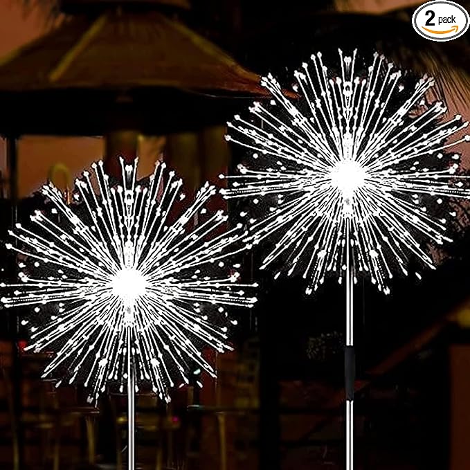 JJGoo Solar Firework Lights, 2 Pack 135 LEDs 2 Lighting Modes Solar Lights by JJGoo
