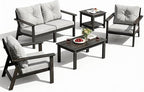 6-Piece HDPE Patio Furniture Set, Outdoor Sectional Sofa Set, All Weather by Unknown