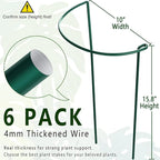 6 Pack Plant Support Stakes, 15.8" Half Round Metal Garden Plant Supports - Image 2