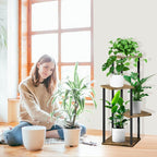 4 Tier Plant Stand Indoor, Thickened Metal Wood Corner Plant Shelf Stands - Image 6