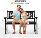 VINGLI 47" Outdoor Wood Bench, All Weather Outdoor Wooden Patio Garden Bench - Image 3