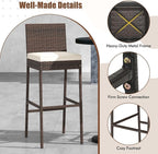 HAPPYGRILL Wicker Patio Barstools Set of 2, Outdoor Rattan Bar Chairs - Image 7