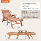 VEVOR Chaise Lounge Chair, 400 lbs Weight Capacity, 6 Positions Adjustable - Image 3