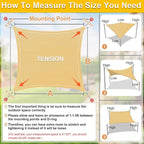 KANAGAWA Sun Shade Sail 16'x20' Sand Rectangle UV Block Canopy Awning Shelter - Image 2