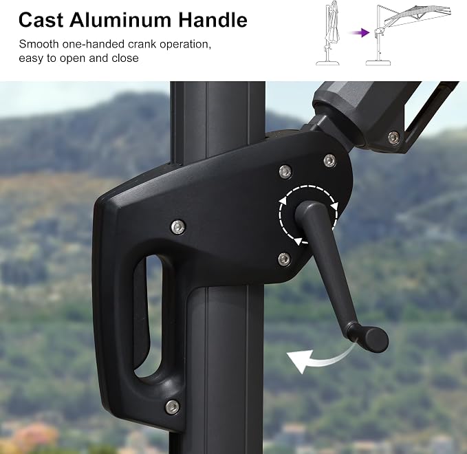 PURPLE LEAF 8.8' X 8.8' Left-right Tilt Patio Umbrella Outdoor Cantilever - Image 6