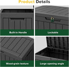 EasyUp 45 Gallon Outdoor Storage Box, Resin Waterproof UV-Resistant Deck Box - Image 3