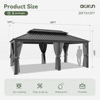 Aoxun 12' X 20' Hardtop Gazebo, Galvanized Steel Double Top, Aluminum Metal - Image 8