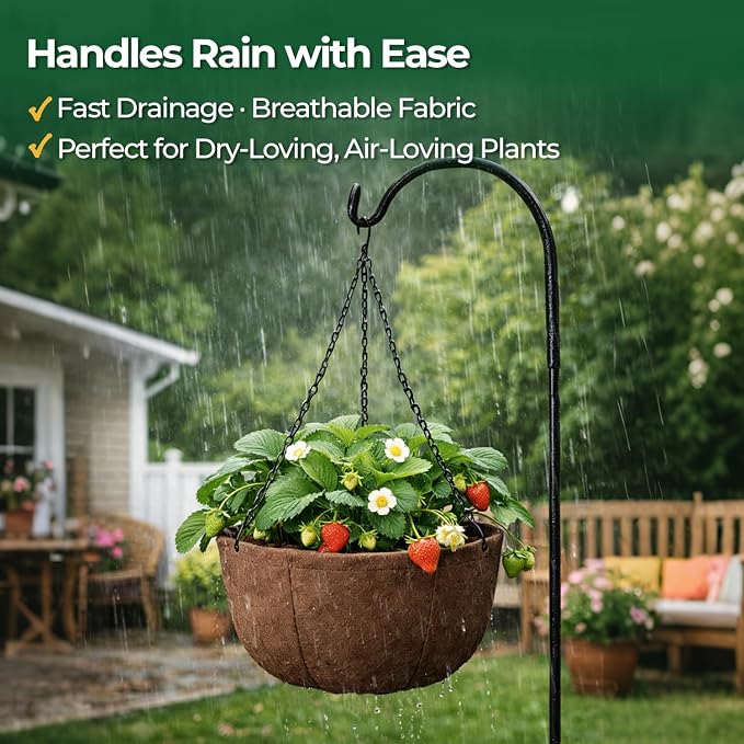 T4U Hanging Planters for Outdoor Plants, 10 Inch 4 Pack Fabric Hanging Baskets - Image 4