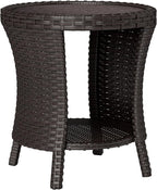 Outsunny 18" Outdoor Wicker Coffee Table, 2-Tier Patio Side Table by Outsunny