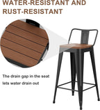 HAOBO Home 26" Outdoor Barstools Patio Stool Metal Bar Stools Set of 4 Counter - Image 4