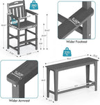 Ciokea Outdoor Bar Height Table Set of 5, Heavy-Duty All-Weather HDPE Patio Bar - Image 3