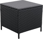 Outdoor Wicker Storage Side Table, Patio Black PE Rattan End Table - Image 8