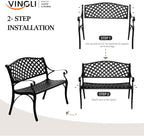 VINGLI 40.5" Patio Garden Bench, Anti- Rust Cast Iron Cast Aluminum Frame - Image 3