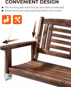 Outvita Wooden Porch Swing, Outdoor Patio Swing, Room 600 lbs Capacity Fir Wood - Image 5