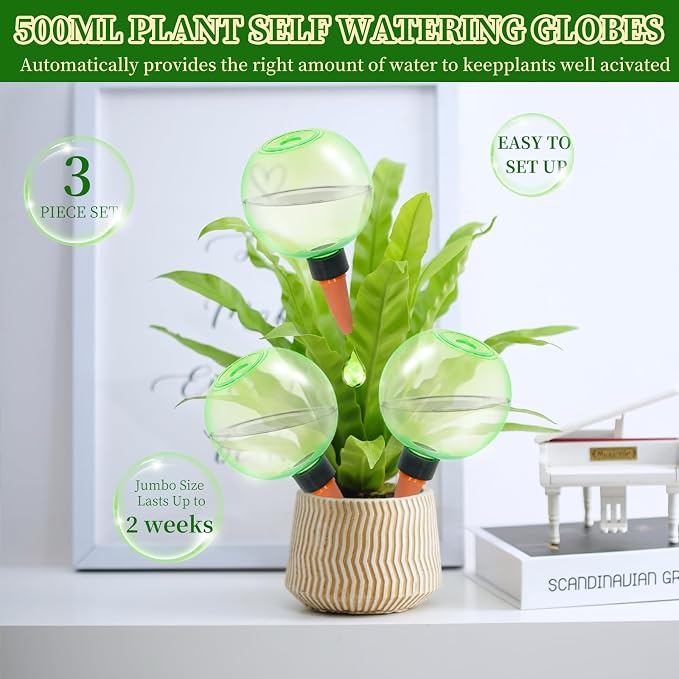 3pcs Large Plant Self Watering Globes, 17.5 oz Plastic Water Bulbs Top Fill - Image 4