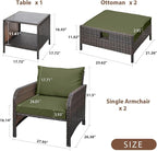 LEVELEVE Balcony Furniture 5 Piece Patio Conversation Set, PE Wicker Rattan - Image 3