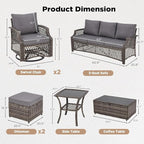 HOMREST 7 Piece Patio Furniture Set, Wicker Outdoor Conversation Set - Image 2