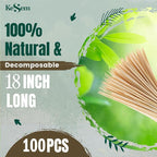100pcs 18" Bamboo Plant Stakes 18 inch Long Skewers Sticks Wood Plant Supports - Image 5