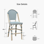 PURPLE LEAF French Counter Height Bar Stool Set of 2 25" White Print Finish - Image 5