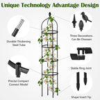 Garden Obelisk Trellis for Climbing Plants Outdoor 6 Ft Rose Bush Round Trellis - Image 4