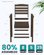 SERWALL Tall Adirondack Chairs Set of 2, Oversize Balcony Adirondack Chairs Set - Image 8