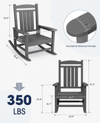 KINGYES Oversized Outdoor Rocking Chair Set of 4, High Density Polyethylene - Image 3