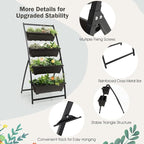 Giantex 2 Pcs 5.2FT Vertical Raised Garden Bed, 4-Tier Elevated Planter Box w/4 - Image 6