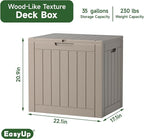 EasyUp 35 Gallon Resin Deck Box Waterproof, UV Resistant Outdoor Storage Box - Image 2
