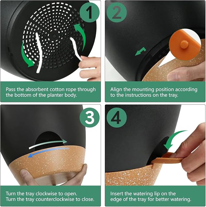 6-Pack Plant Pots with Drainage 7 Inch, Self Watering Pots - Image 4