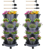 GameXcel Vertical Planter 5 Tier Stackable Planters Garden Planters Strawberry by GameXcel