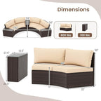 Tangkula 5 Pieces Patio Furniture Set, PE Rattan Half-Moon Curved Sectional - Image 3